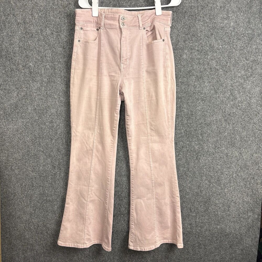American Eagle Super Hi Rise Flare  Jeans Womens Size 14 Pink